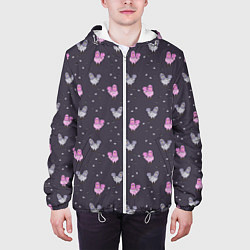 Куртка с капюшоном мужская Голуби и семечки на темном, цвет: 3D-белый — фото 2