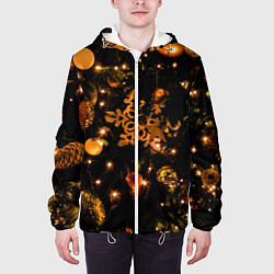 Куртка с капюшоном мужская Новогоднее украшение, цвет: 3D-белый — фото 2