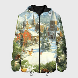 Куртка с капюшоном мужская Фон рождества, цвет: 3D-черный
