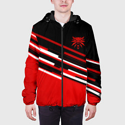 Куртка с капюшоном мужская Ведьмак полосы геометрия, цвет: 3D-черный — фото 2