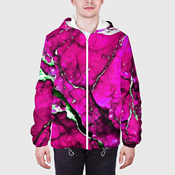 Куртка с капюшоном мужская Розовый треснувший камень, цвет: 3D-белый — фото 2