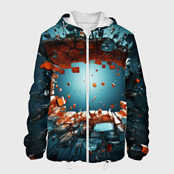 Куртка с капюшоном мужская Объемная дыра из частиц, цвет: 3D-белый