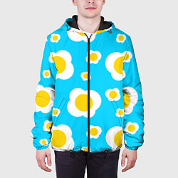 Куртка с капюшоном мужская Яичница голубая, цвет: 3D-черный — фото 2