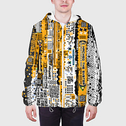 Куртка с капюшоном мужская Cyberpunk pattern yellow, цвет: 3D-белый — фото 2