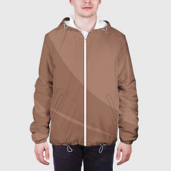 Куртка с капюшоном мужская Мокко Мусс однотонный с полосой, цвет: 3D-белый — фото 2