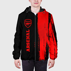 Куртка с капюшоном мужская Arsenal - red gradient по-вертикали, цвет: 3D-черный — фото 2