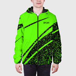 Куртка с капюшоном мужская Sport зелёный с чёрным в крапинку, цвет: 3D-черный — фото 2