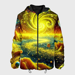 Куртка с капюшоном мужская Neon galaxy - ai art fantasy, цвет: 3D-черный