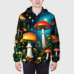Куртка с капюшоном мужская Ночные грибы, цвет: 3D-черный — фото 2