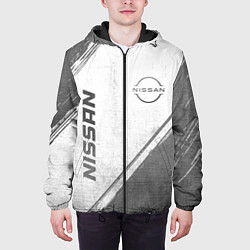 Куртка с капюшоном мужская Nissan - white gradient вертикально, цвет: 3D-черный — фото 2
