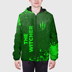 Куртка с капюшоном мужская The Witcher - green gradient вертикально, цвет: 3D-черный — фото 2