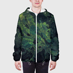 Куртка с капюшоном мужская Абстракция - green camouflage background, цвет: 3D-белый — фото 2