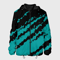 Куртка с капюшоном мужская The color is black and light blue, цвет: 3D-черный