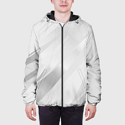 Куртка с капюшоном мужская Светлый серый полосы с градиентом, цвет: 3D-черный — фото 2