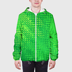 Куртка с капюшоном мужская Сочный зелёный абстрактный, цвет: 3D-белый — фото 2