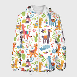 Куртка с капюшоном мужская Ламы паттерн, цвет: 3D-белый