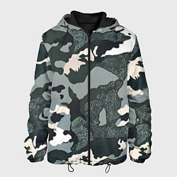 Куртка с капюшоном мужская Темно зеленый камуфляж, цвет: 3D-черный