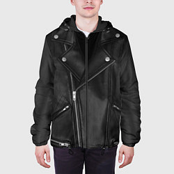 Куртка с капюшоном мужская Кожаная куртка косуха, цвет: 3D-черный — фото 2