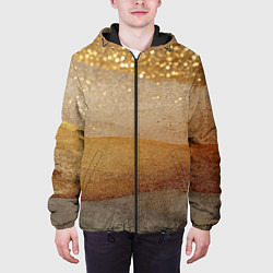 Куртка с капюшоном мужская Бежевые блестяшки текстура, цвет: 3D-черный — фото 2