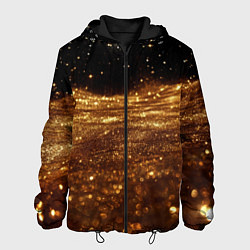 Куртка с капюшоном мужская Золотистые крупицы на черном, цвет: 3D-черный