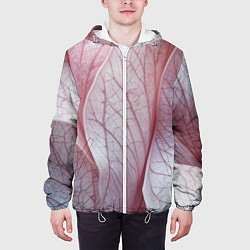 Куртка с капюшоном мужская Розовые листья, цвет: 3D-белый — фото 2