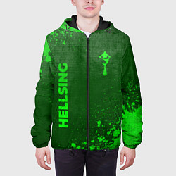 Куртка с капюшоном мужская Hellsing - green gradient вертикально, цвет: 3D-черный — фото 2