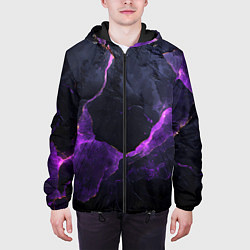 Куртка с капюшоном мужская Фиолетово-черная объемная текстура, цвет: 3D-черный — фото 2
