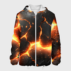 Куртка с капюшоном мужская Лава и разлом плит, цвет: 3D-белый