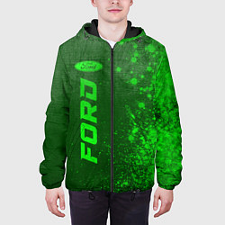 Куртка с капюшоном мужская Ford - green gradient по-вертикали, цвет: 3D-черный — фото 2