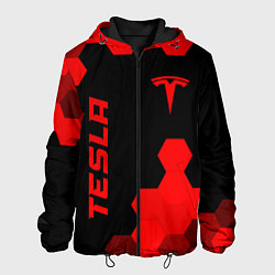 Куртка с капюшоном мужская Tesla - red gradient вертикально, цвет: 3D-черный