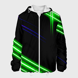Куртка с капюшоном мужская Green pink purple line, цвет: 3D-белый