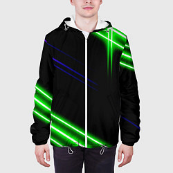 Куртка с капюшоном мужская Green pink purple line, цвет: 3D-белый — фото 2