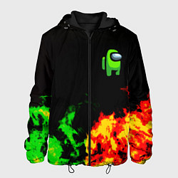 Куртка с капюшоном мужская Амонг ас огненная текстура, цвет: 3D-черный