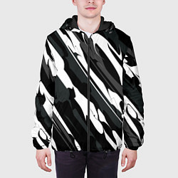 Куртка с капюшоном мужская Разводы белым на черном, цвет: 3D-черный — фото 2