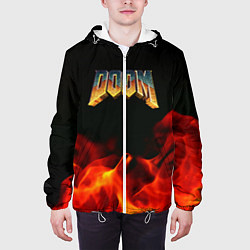 Куртка с капюшоном мужская Doom огненная текстура, цвет: 3D-белый — фото 2