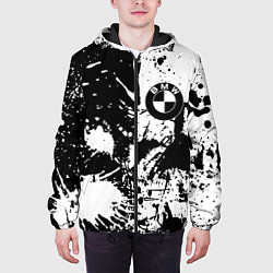 Куртка с капюшоном мужская BMW черно белые краски, цвет: 3D-черный — фото 2