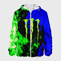 Куртка с капюшоном мужская Monster energy кислотный огонь, цвет: 3D-белый