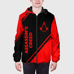 Куртка с капюшоном мужская Assassins Creed - red gradient вертикально, цвет: 3D-черный — фото 2