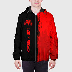 Куртка с капюшоном мужская Король и Шут - red gradient по-вертикали, цвет: 3D-черный — фото 2