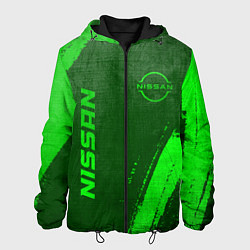 Куртка с капюшоном мужская Nissan - green gradient вертикально, цвет: 3D-черный