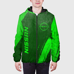 Куртка с капюшоном мужская Nissan - green gradient вертикально, цвет: 3D-черный — фото 2