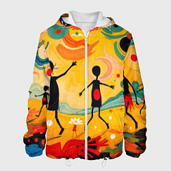 Куртка с капюшоном мужская Радостные солнечные человечки, цвет: 3D-белый