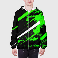 Куртка с капюшоном мужская Color black and green, цвет: 3D-белый — фото 2