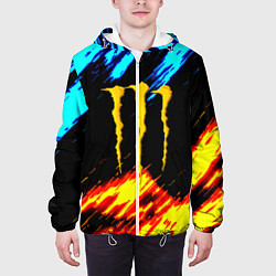 Куртка с капюшоном мужская Monster energy текстура огненная, цвет: 3D-белый — фото 2