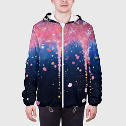Куртка с капюшоном мужская Розово-синяя текстура, цвет: 3D-белый — фото 2