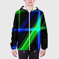Куртка с капюшоном мужская Color blue black green, цвет: 3D-белый — фото 2