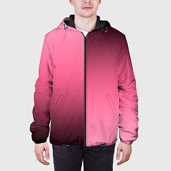 Куртка с капюшоном мужская Розовый с затемнением градиент пополам, цвет: 3D-черный — фото 2