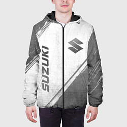 Куртка с капюшоном мужская Suzuki - white gradient вертикально, цвет: 3D-черный — фото 2