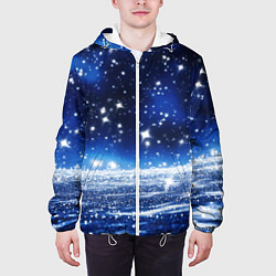 Куртка с капюшоном мужская Космический синий абстрактный фон - текстура, цвет: 3D-белый — фото 2