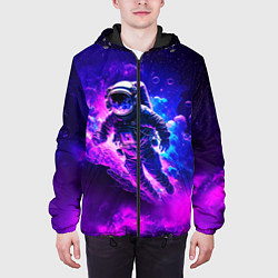 Куртка с капюшоном мужская Космонавт в неоновых облаках, цвет: 3D-черный — фото 2